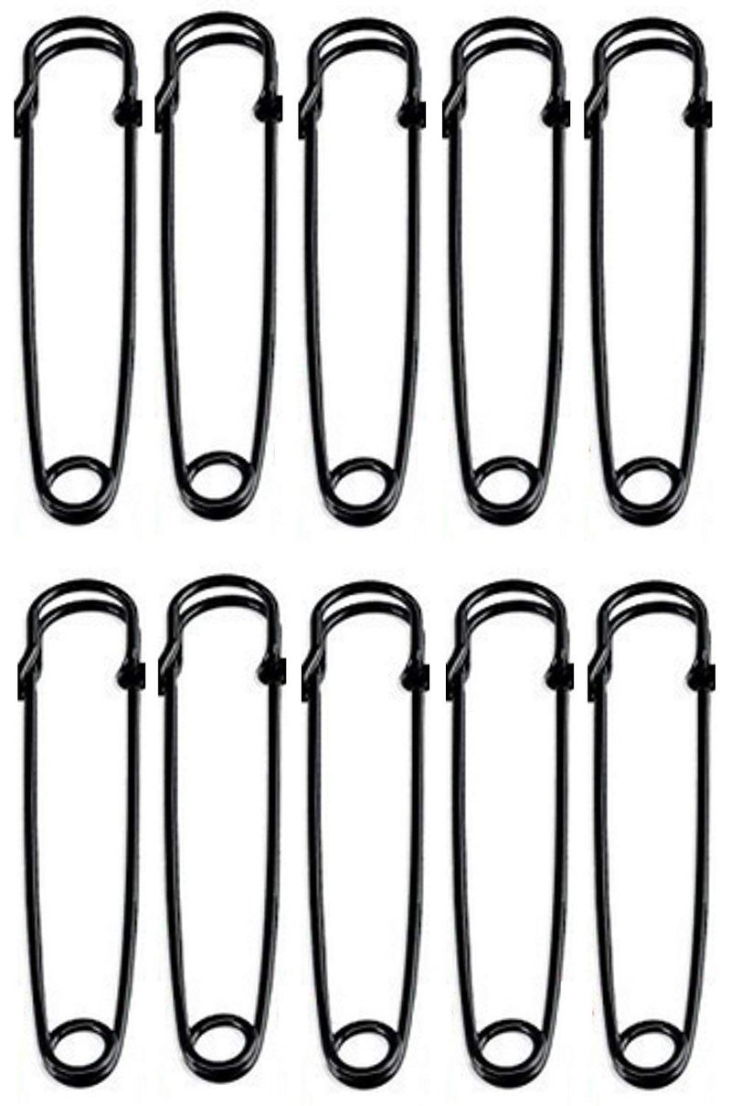 Kipokalor 30pcs Black 2inch Steel Safety Pins, Blankets, Skirts, Kilts, Crafts (2inch, Black)